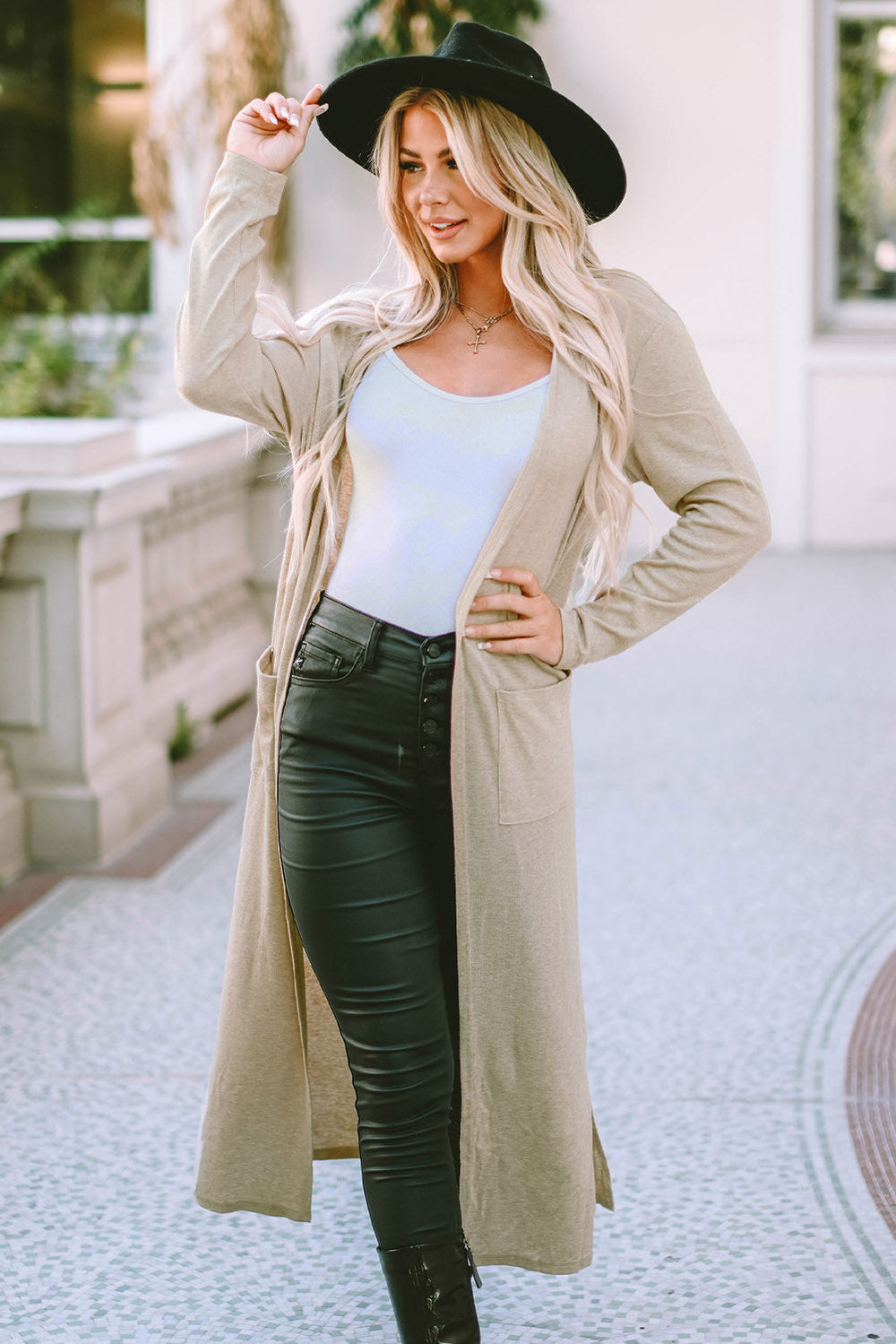 Heidi-Mode | Langarm Schlitz Cardigan mit Tasche