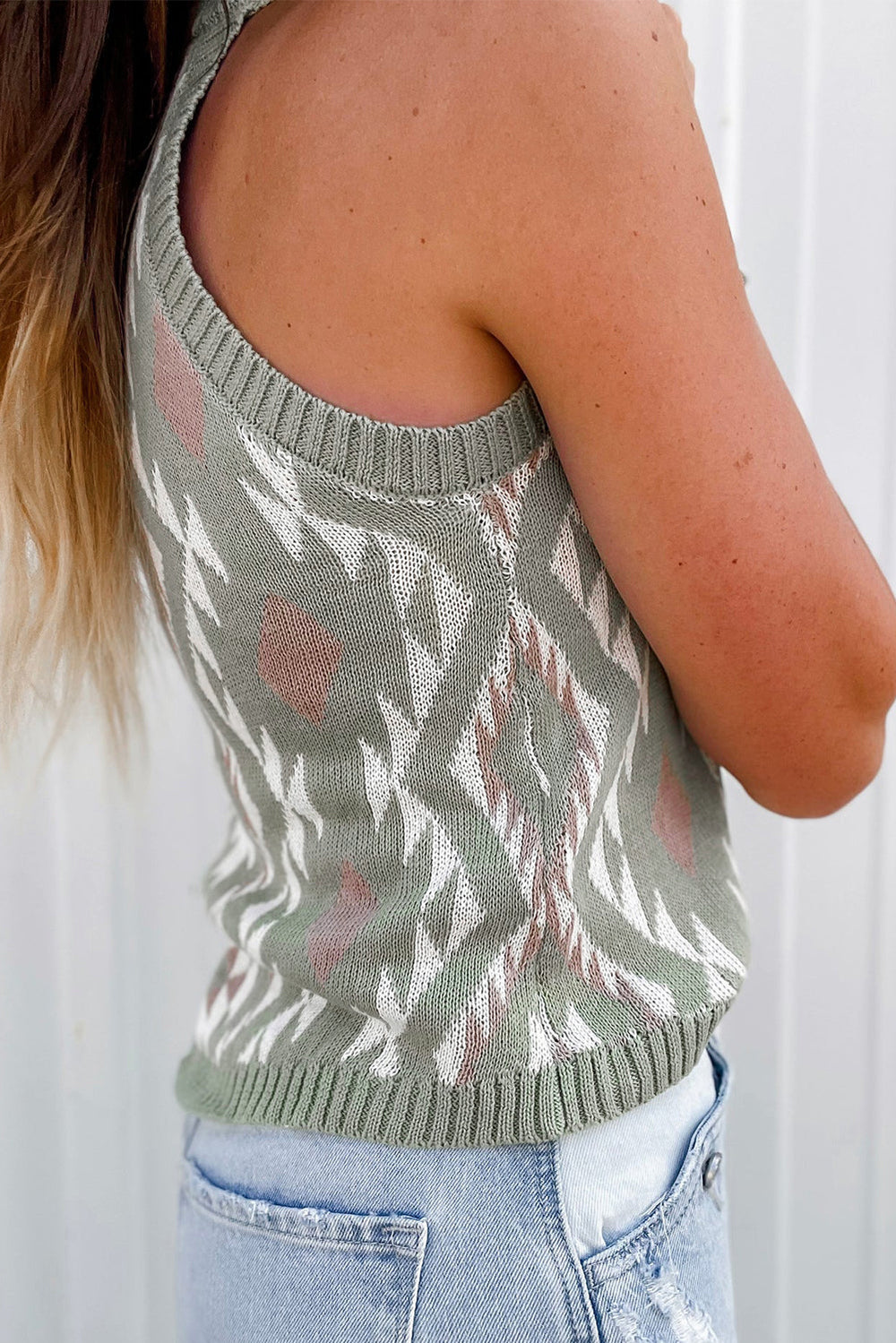 Green Western Tribal Aztekenmuster Pullover Tank Stricken