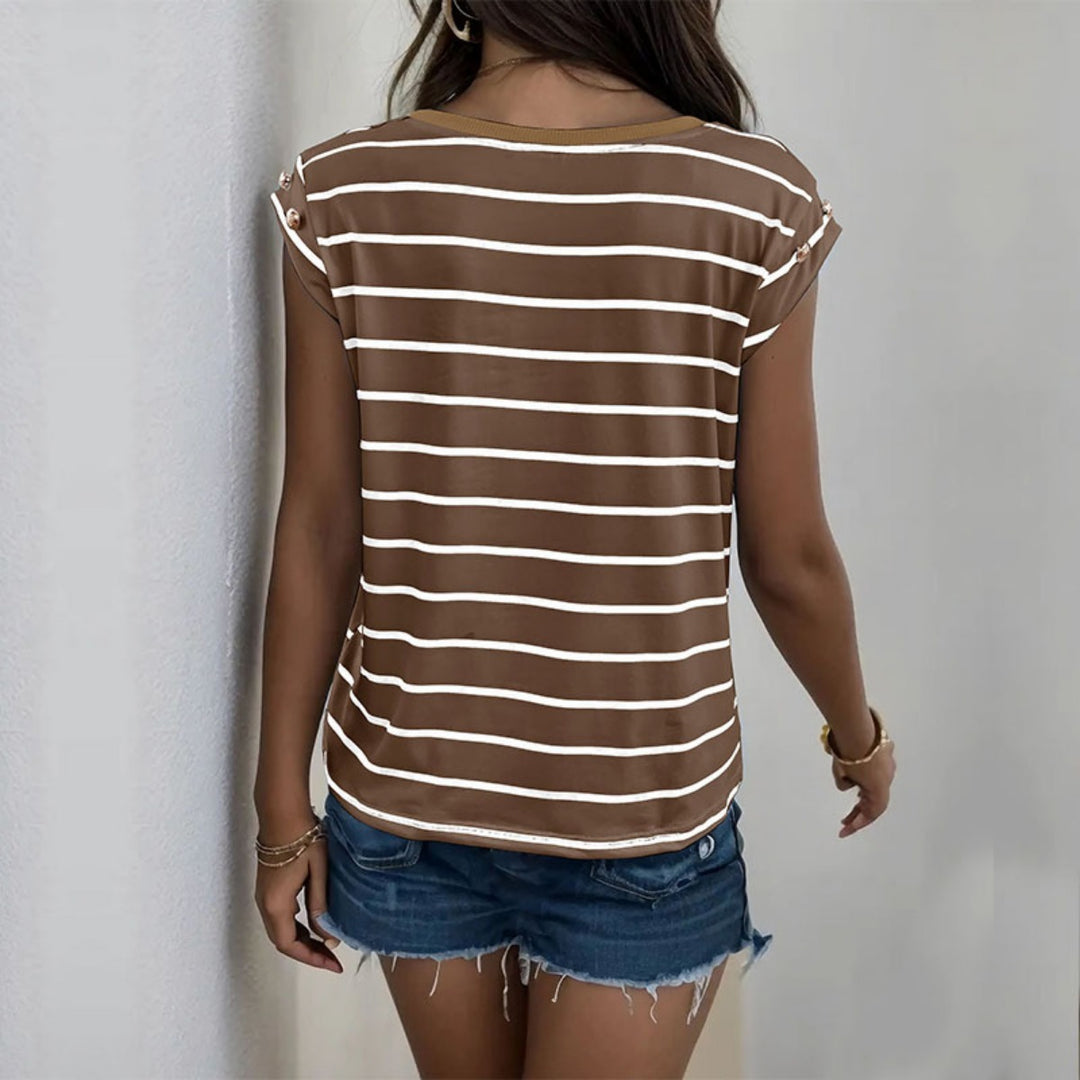 Heidi Mode | Ärmelloses gestreiftes T-Shirt Frauen