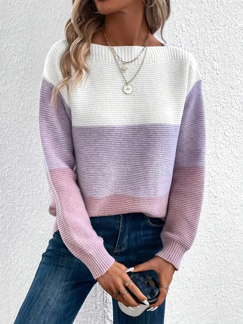 Heidi-Mode | Farbblock-Pullover mit Rundhalsausschnitt
