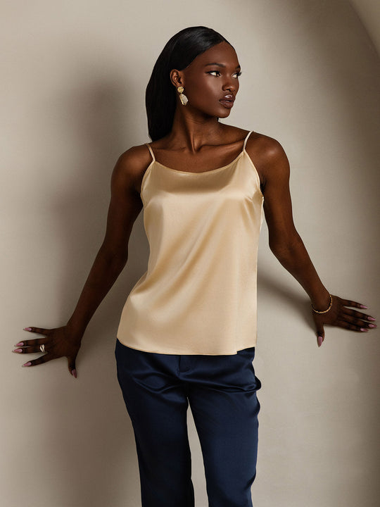 Heidi-Mode | Seide Entspannt Spaghettiträger Camisole Top
