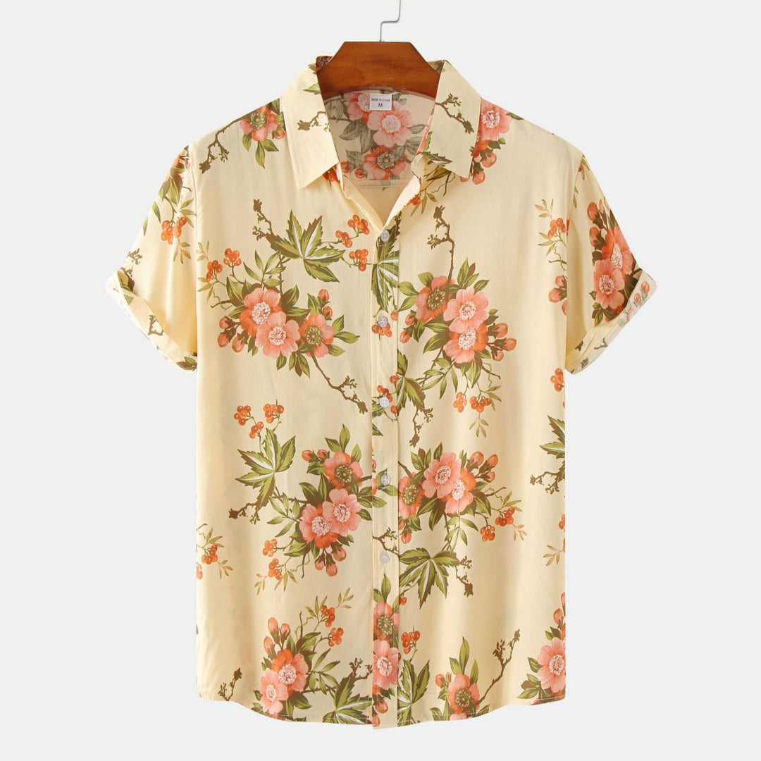 Heidi Mode | Floral kurzärmeliges Blumenhemd Männer