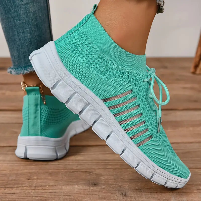 Heidi-Mode | Atmungsaktive Schnürsenkel Knitfit Sneakers für Laufen