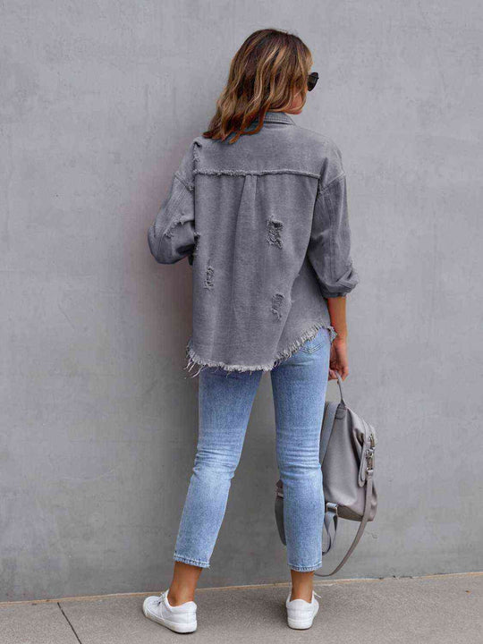 Heidi-Mode | Zerrissene Drop Shoulder Denim Jacke