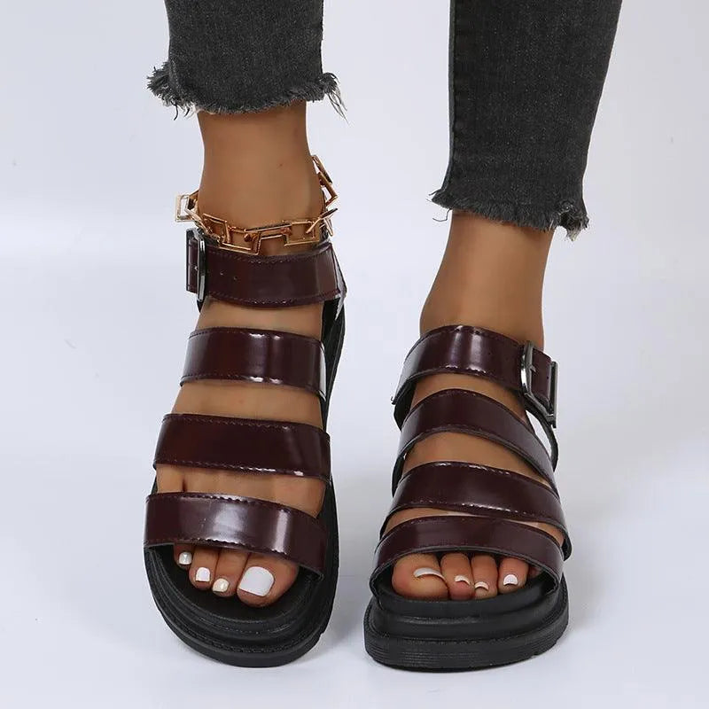 Heidi-Mode | Sandals with buckle and platform with open toes