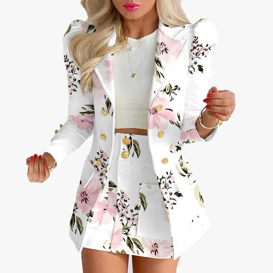 Heidi Mode | Zweiteiliges Set mit lässigem Print und langärmeligem Anzugrock