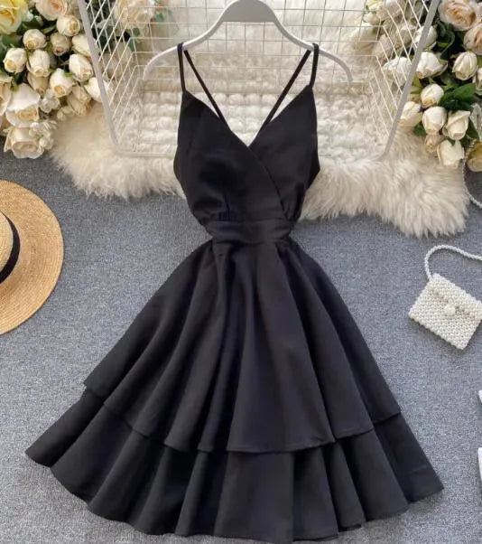 Heidi-Mode | Damen kurzes Kleid mit Schleife auf der Rückseite