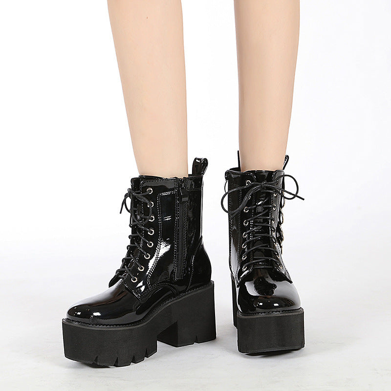 Heidi-Mode | Motorrad Air Doc Martens Muffin Plattform Stiefel für Frauen