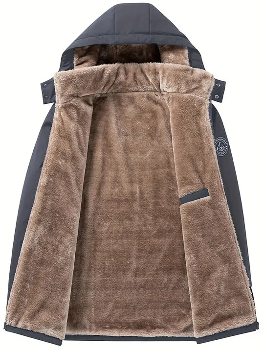 Heidi-Mode - Herren warme Fleecejacke mit Kapuze - winddichte Jacke mit Reißverschlusstaschen für Herbst und Winter