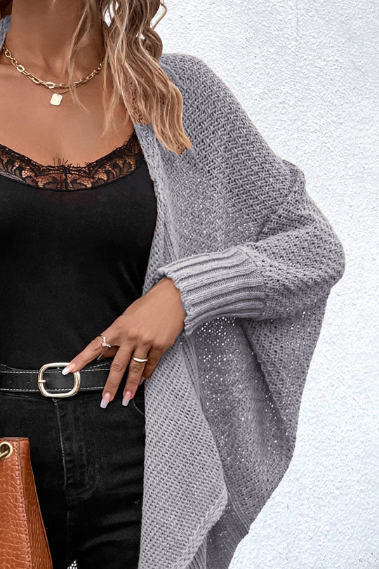 Heidi-Mode | Offene Front Dolman Ärmel Strickjacke
