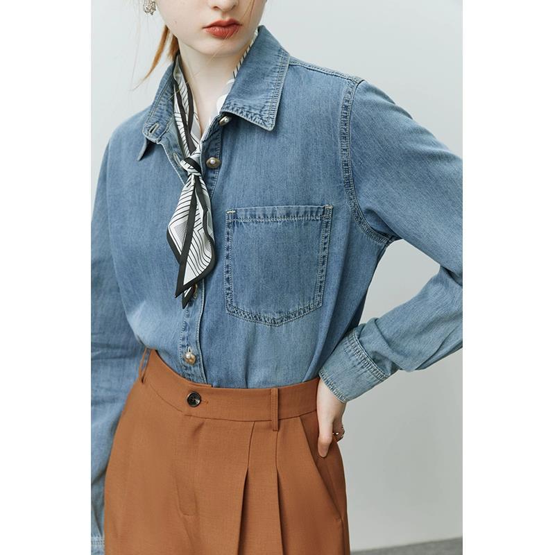 Heidi-Mode | Women'S Blue Denim Spring Shirt Jacket