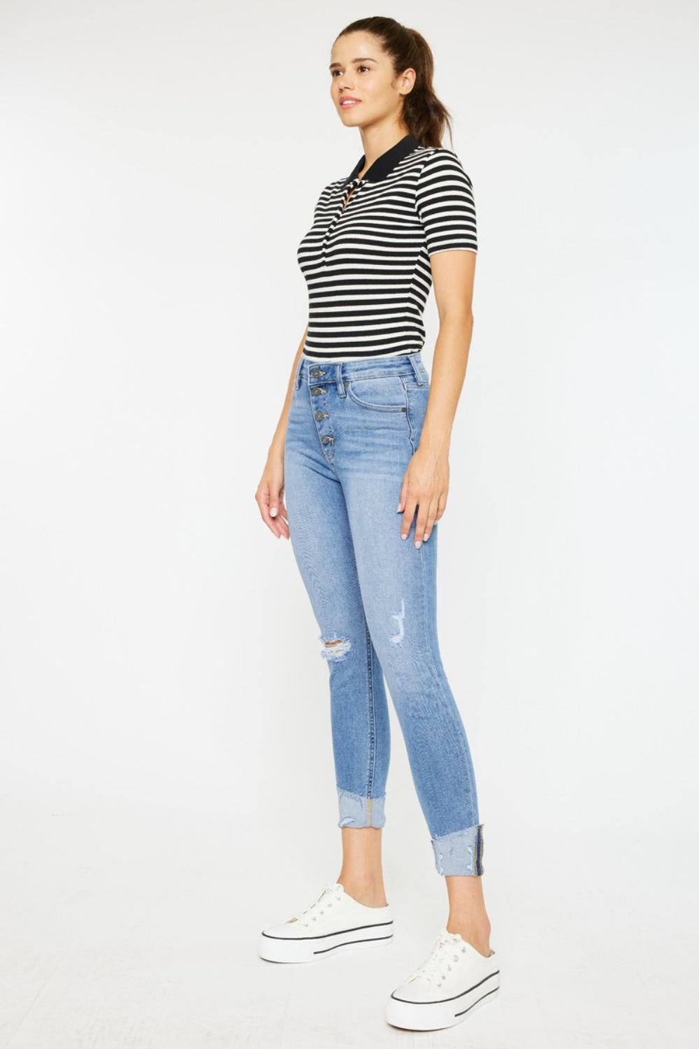 Heidi-Mode | Kancan Distressed Cat'S Whiskers Button Fly Jeans