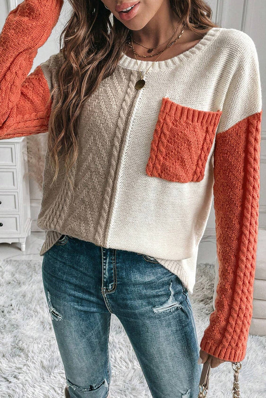 Flame Colorblock Pullover Mit Aufgesetzten Taschen Und Schultertaschen