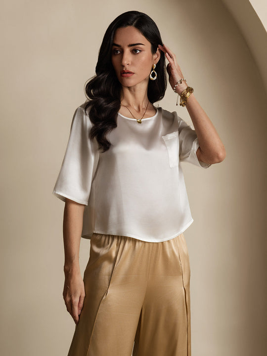 Heidi-Mode | 100% Seide Lässiges Damen T-Shirt