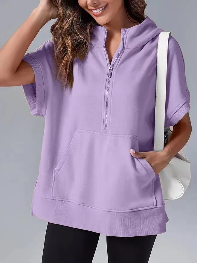 Heidi-Mode | Lässiger Kurzarm-Kapuzenpullover