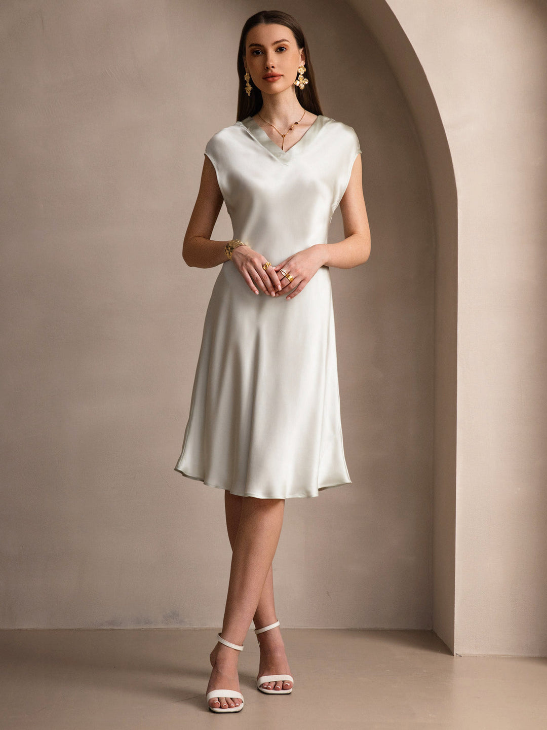 Heidi-Mode | Elegante Nachthemd Reine Seide mit V-Ausschnitt