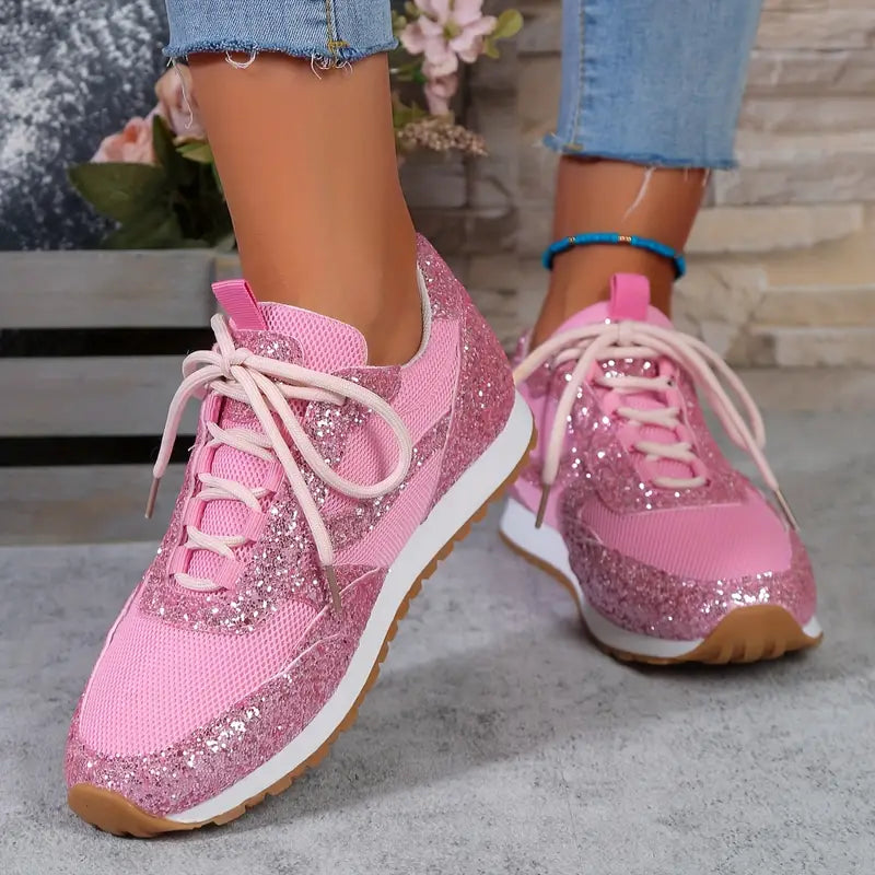 Heidi-Mode | Glänzende Sneakers Mesh Atmungsaktive Niedrige Stiefel