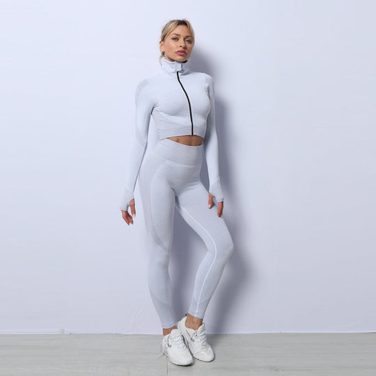 Heidi-Mode | 3-Teiliges Nahtloses Sportset für Damen mit Leggings und Sport-Bh