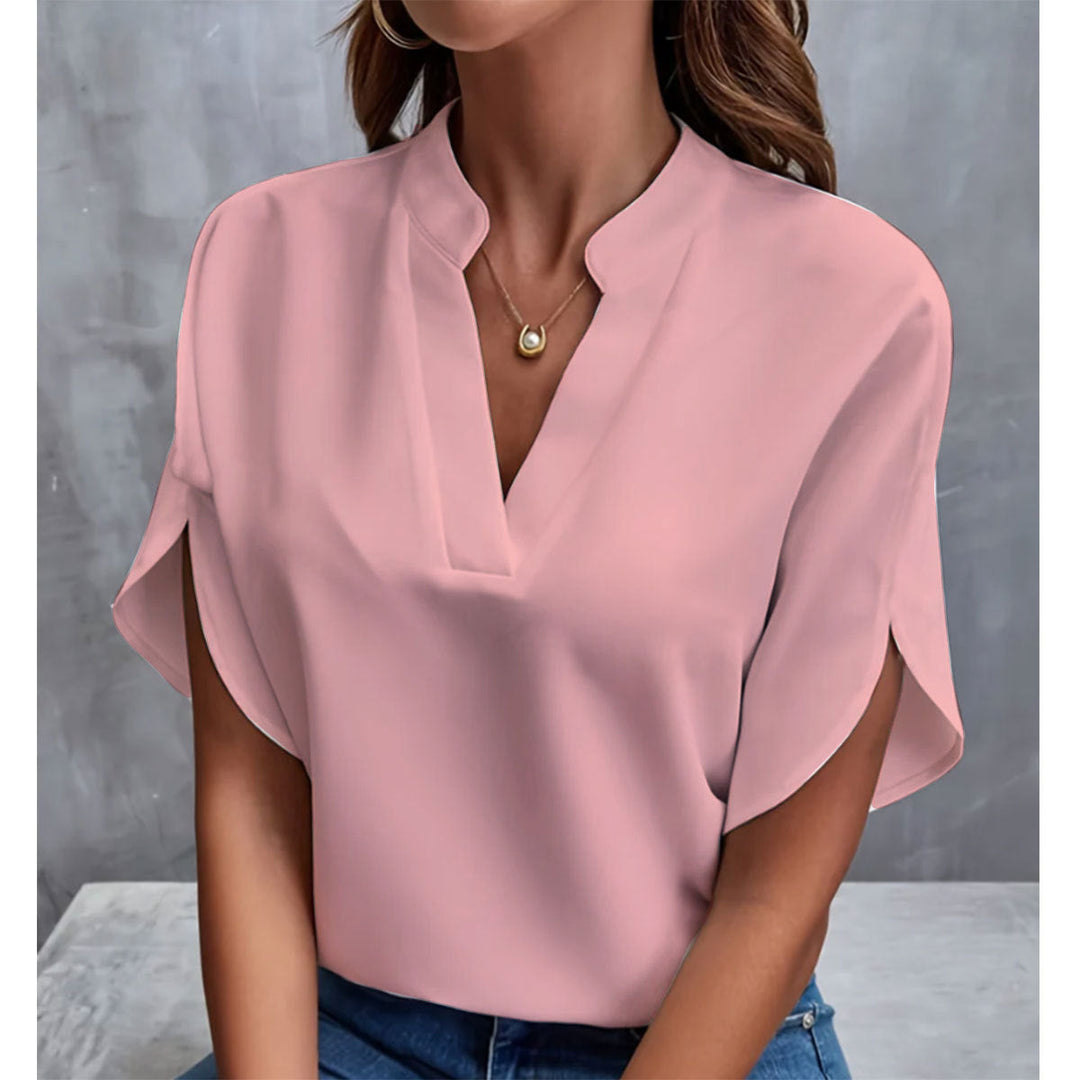 Heidi-Mode | Sommerliche Chiffon-Bluse mit V-Ausschnitt für Damen