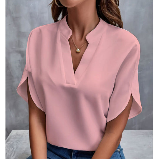 Heidi-Mode | Sommerliche Chiffon-Bluse mit V-Ausschnitt für Damen