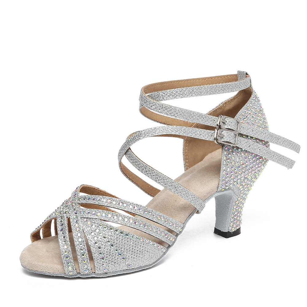 Heidi-Mode | Hot Drilling Lateinische Tanzschuhe Damen Mittelabsatz