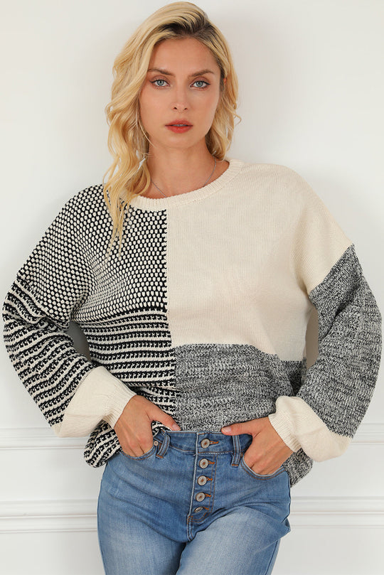 Neutraler Colorblock Pullover Zum Binden