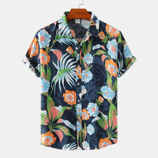 Heidi Mode | Floral kurzärmeliges Blumenhemd Männer