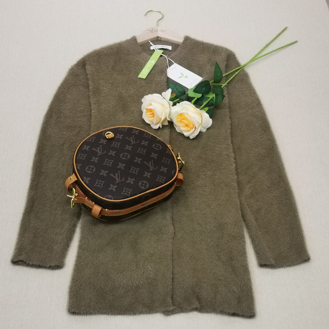 Brauner Kaffee Langarm Strickjacke mit Knopfleiste