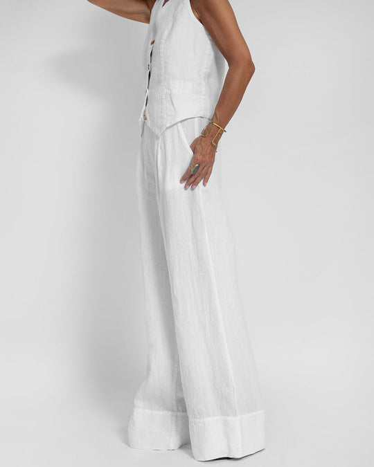 Heidi-Mode | Einfach, Elegant Set Bestehend aus Leinenweste und Breiten Hosen