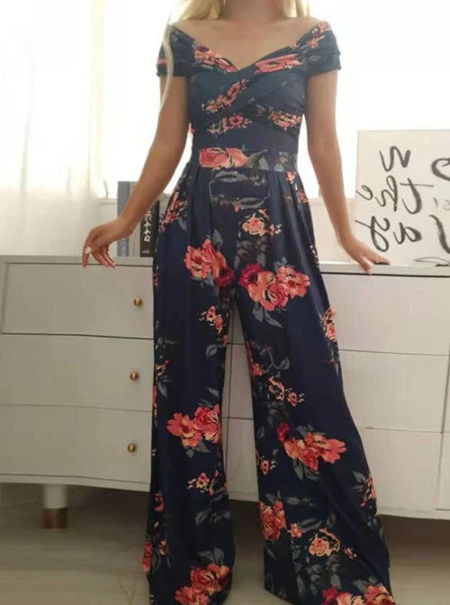 Lässiger bedruckter Jumpsuit mit weitem Bein