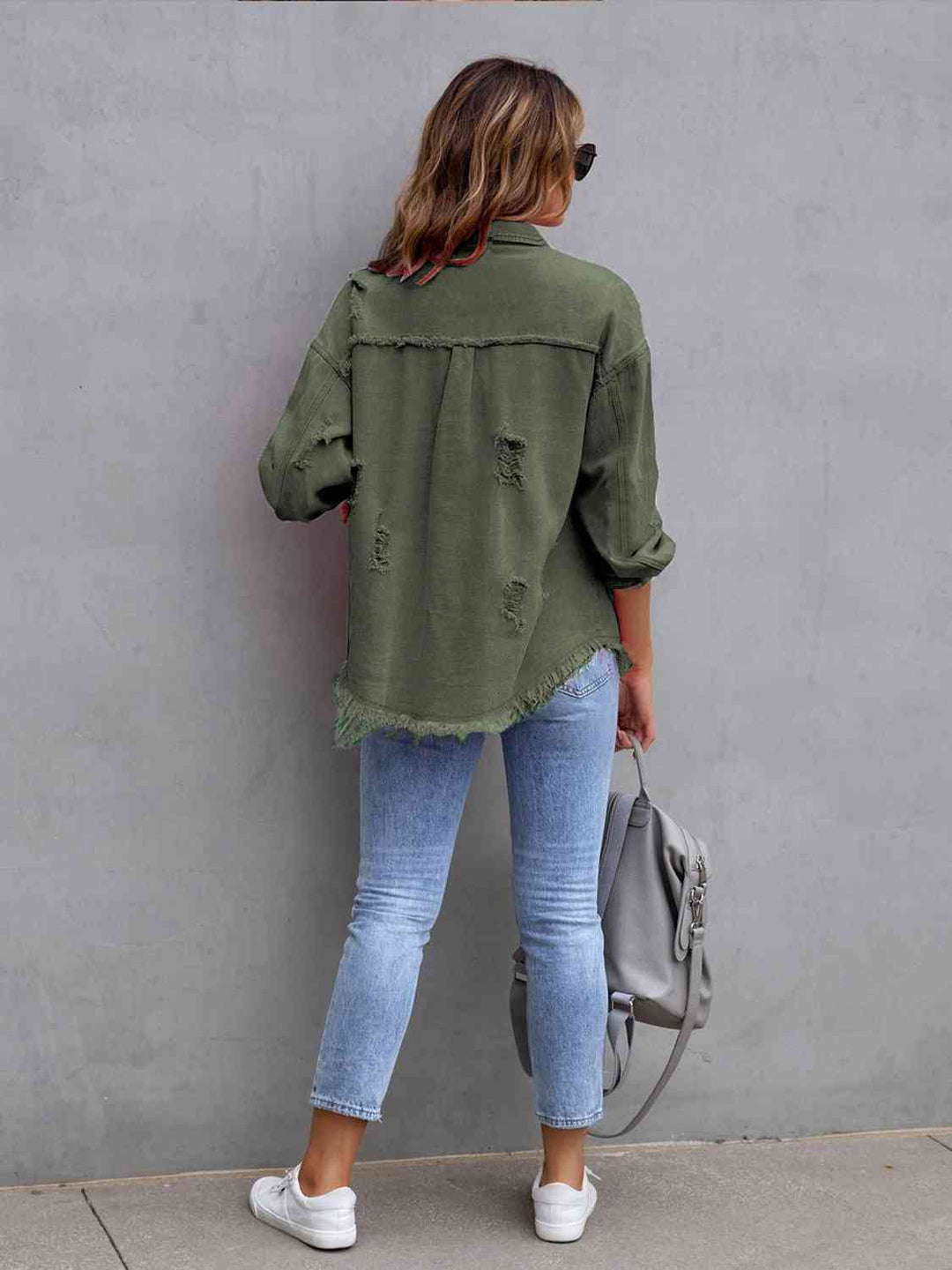 Heidi-Mode | Zerrissene Drop Shoulder Denim Jacke
