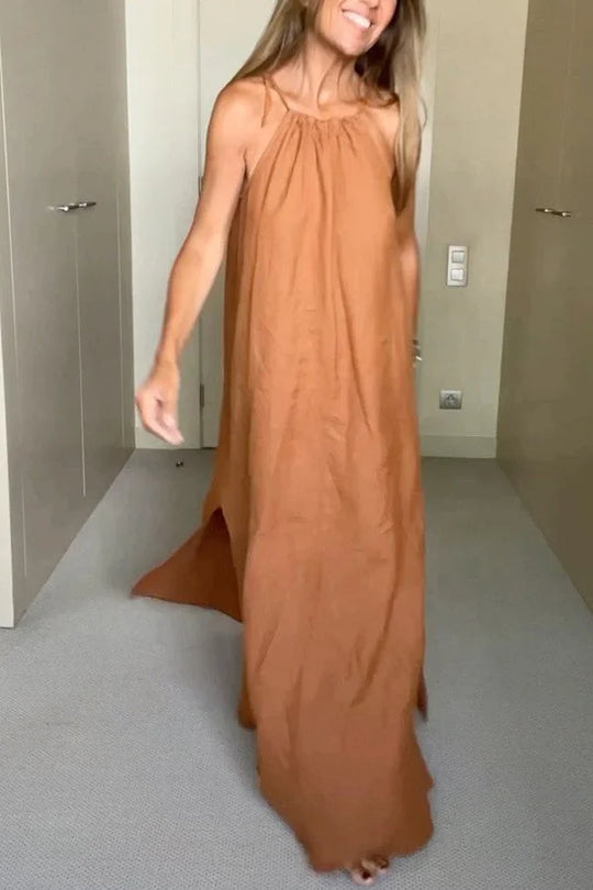 Neckholder-Maxikleid aus Leinenmischung von Down By The Cove
