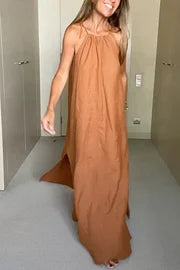 Neckholder-Maxikleid aus Leinenmischung von Down By The Cove