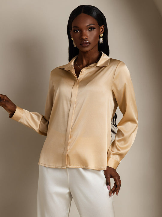 Heidi-Mode | Damen Klassische Seide Langarmshirt