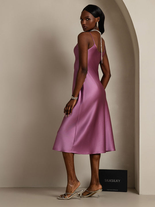 Heidi-Mode | Lange Seidenkleid mit Spaghetti-Träger