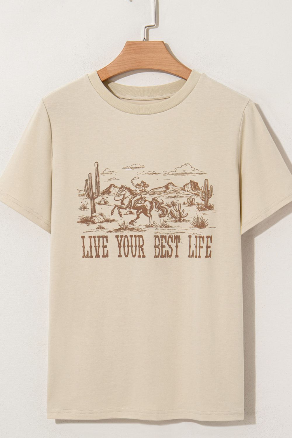 Heidi-Mode | Lebe Dein Bestes Leben Western Grafik Kurzarm-T-Shirt