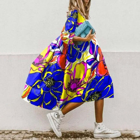 Heidi-Mode | Blumiges Oversize Kleid für Frauen