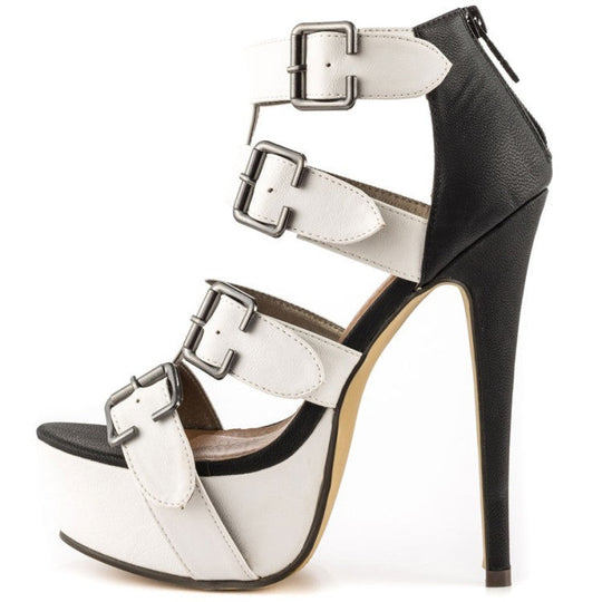 Heidi-Mode | Gürtelschnalle Plattform High-Heel Römische Sandalen