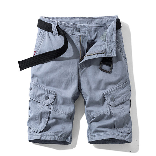 Steven | Solide Farbe Multi-Pocket Cargo Shorts Männer