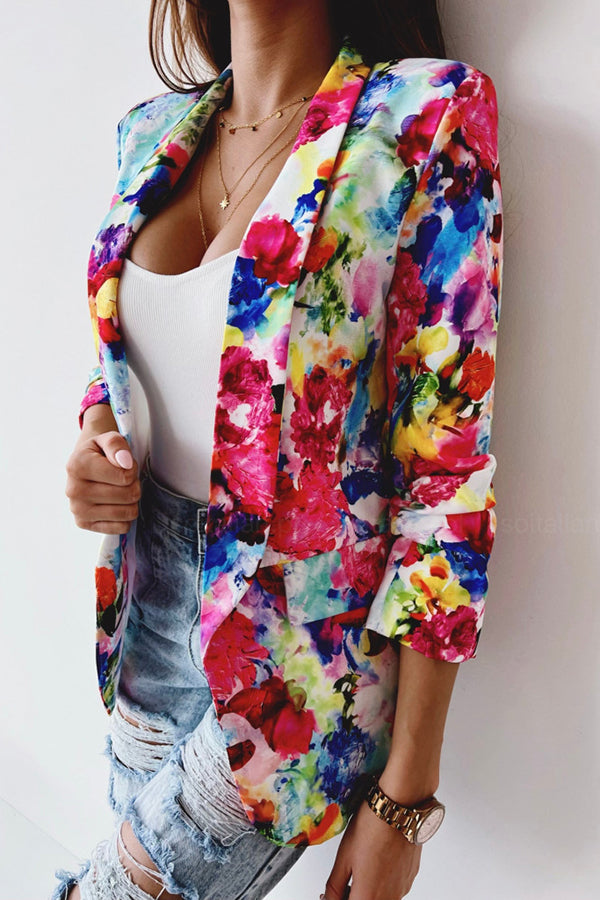Heidi-Mode | Freie und Echte Florale Revers Freizeitanzug Blazer