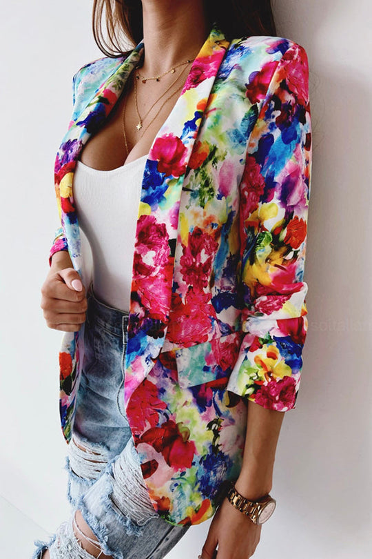 Heidi-Mode | Freie und Echte Florale Revers Freizeitanzug Blazer