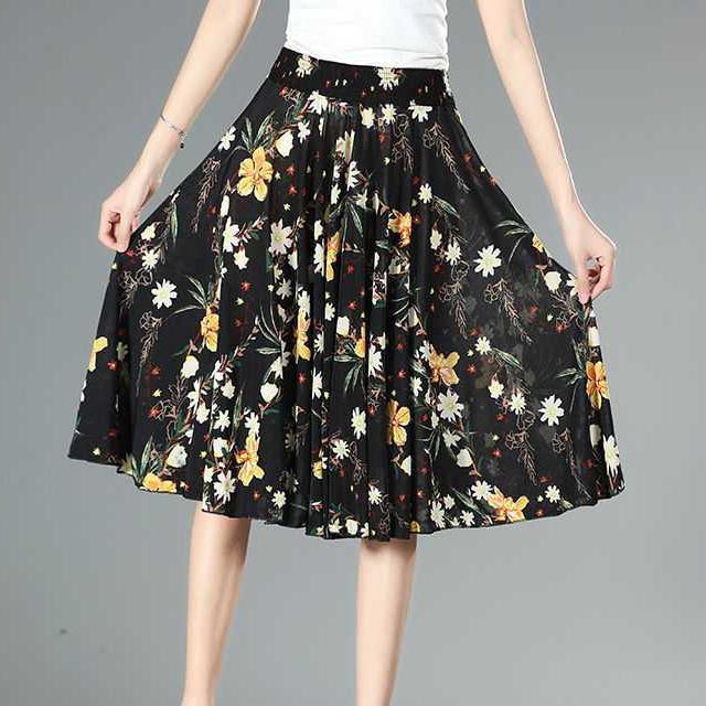 Heidi-Mode | Damen Chiffon Culottes mit Breiten Beinen und Hoher Elastischer Taille