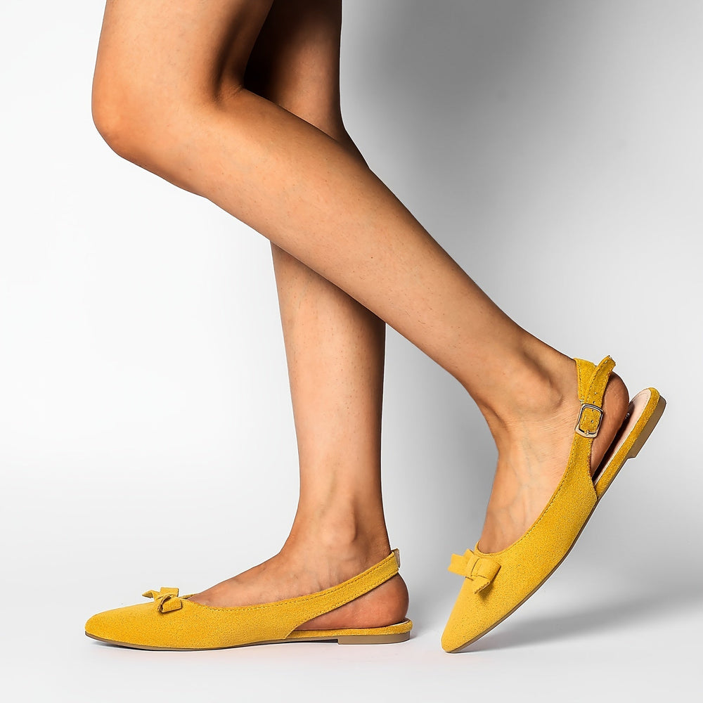 Heidi-Mode | Flache Slingback Sandalen mit Schleife
