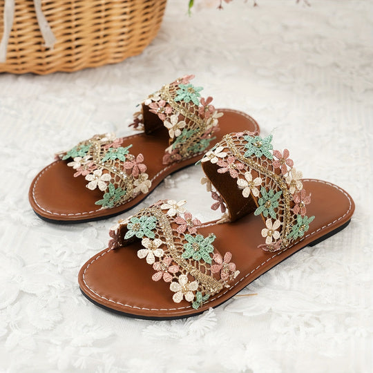 Heidi-Mode | Damen Flip-Flops Blumenmuster