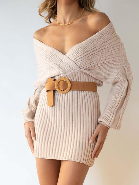 Heidi-Mode | Surplice Neck Langärmliges Pulloverkleid