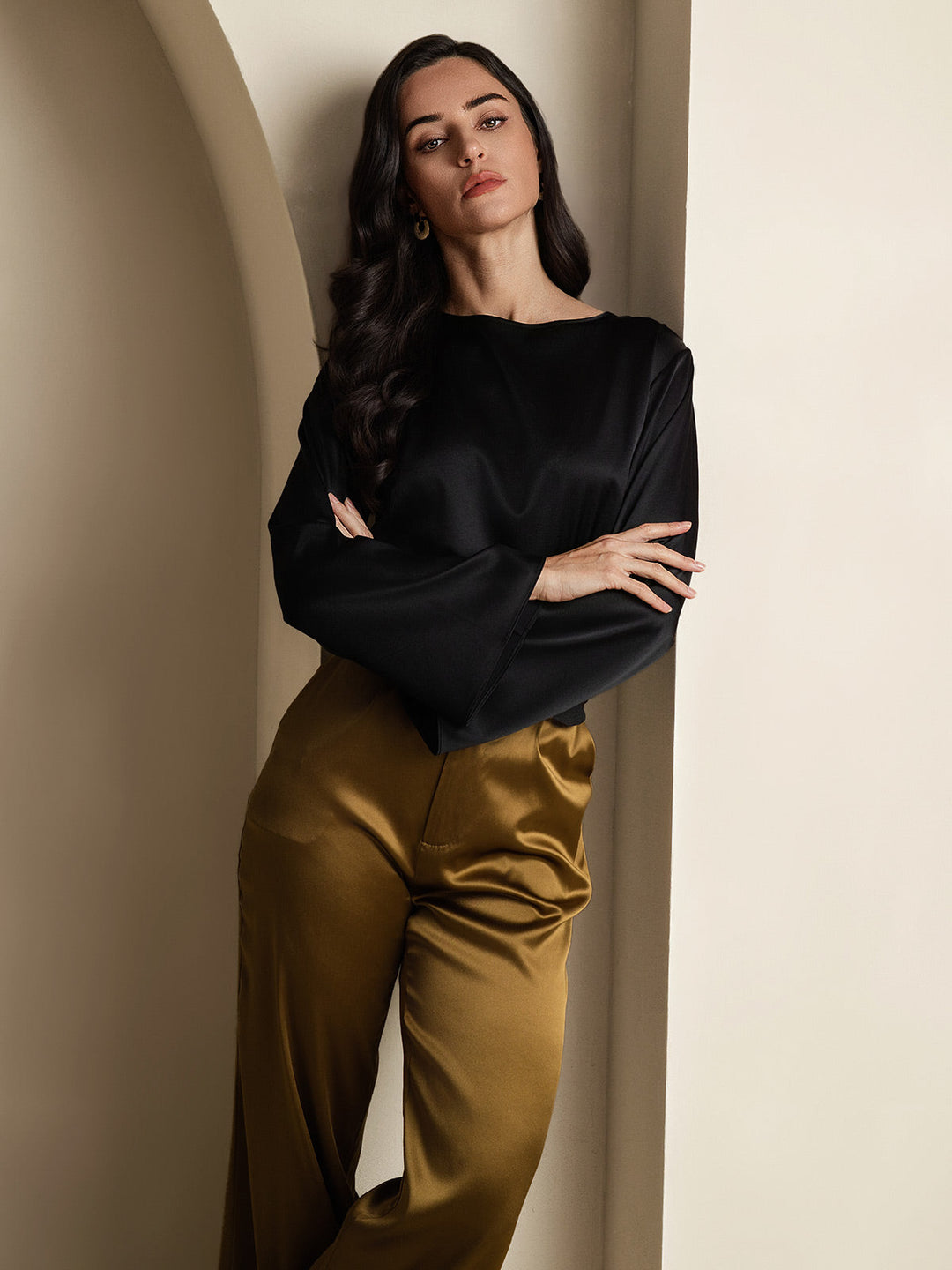 Heidi-Mode | Seiden Langarm Bluse