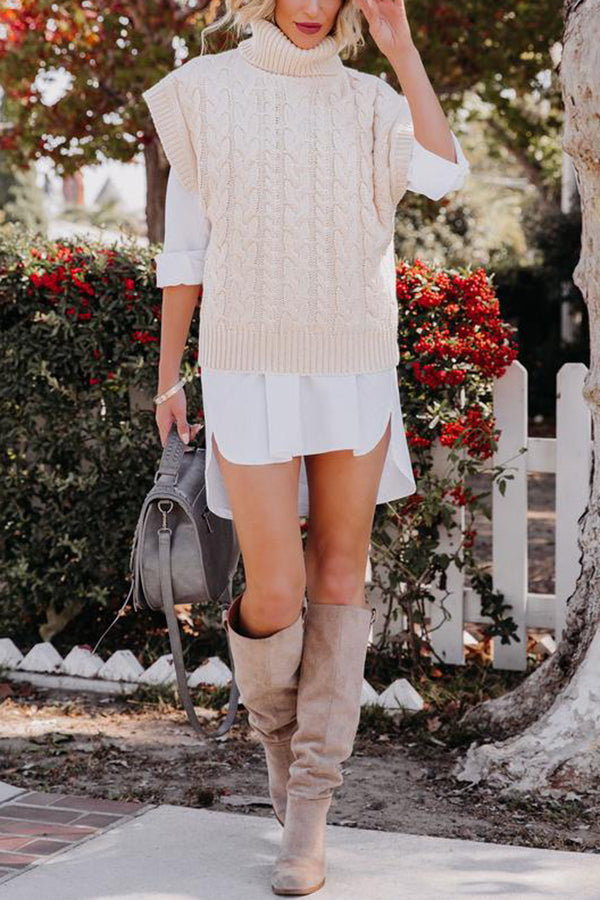 Heidi-Mode | Natalia Kabel Kurzarm Rollkragenpullover