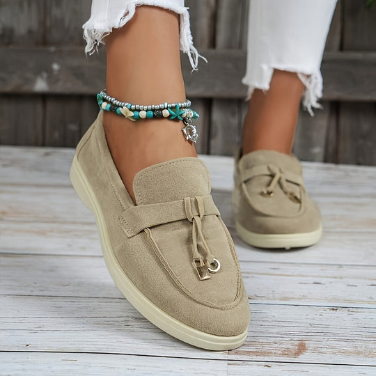 Heidi-Mode | Damen Mokassins mit Fransen und Eisenring, Slip-On Schuhe mit Rundem Zehen