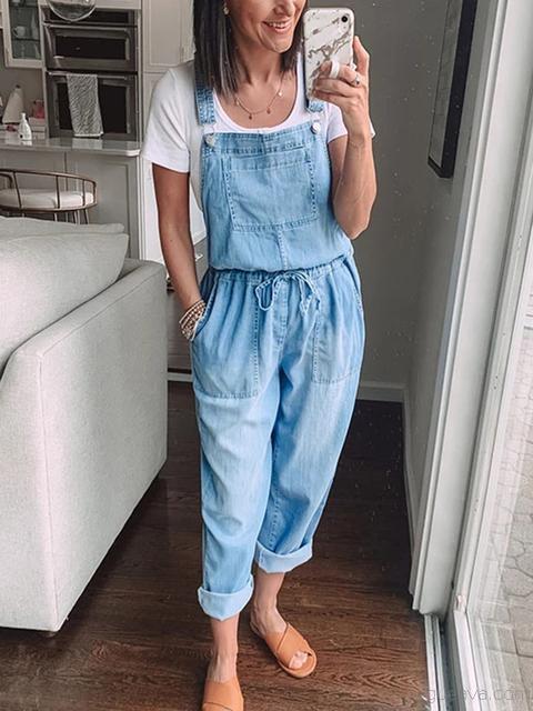 Heidi-Mode | Jahrgang Schnür Denim Overall