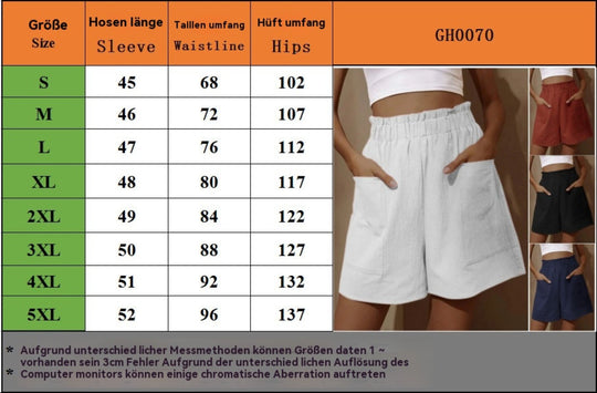 Heidi Mode | Shorts aus Baumwolle und Leinen mit hoher Taille für Damen